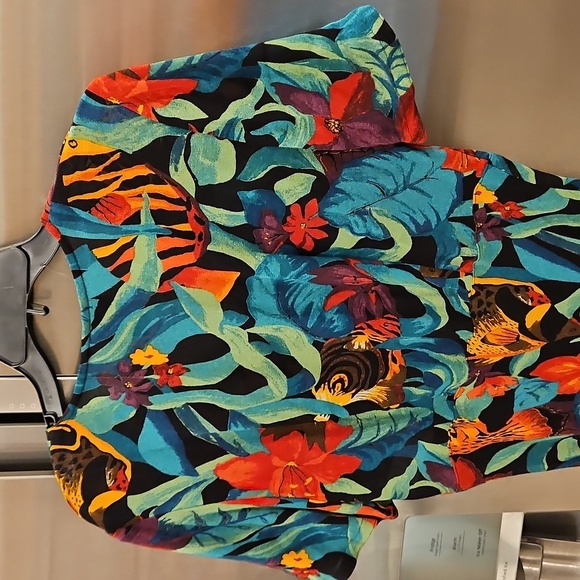 💕CAROLE LITTLE💕 Vintage Short Sleeve Maxi Dress Optical Illusion Fish Print 6 - Picture 4 of 10